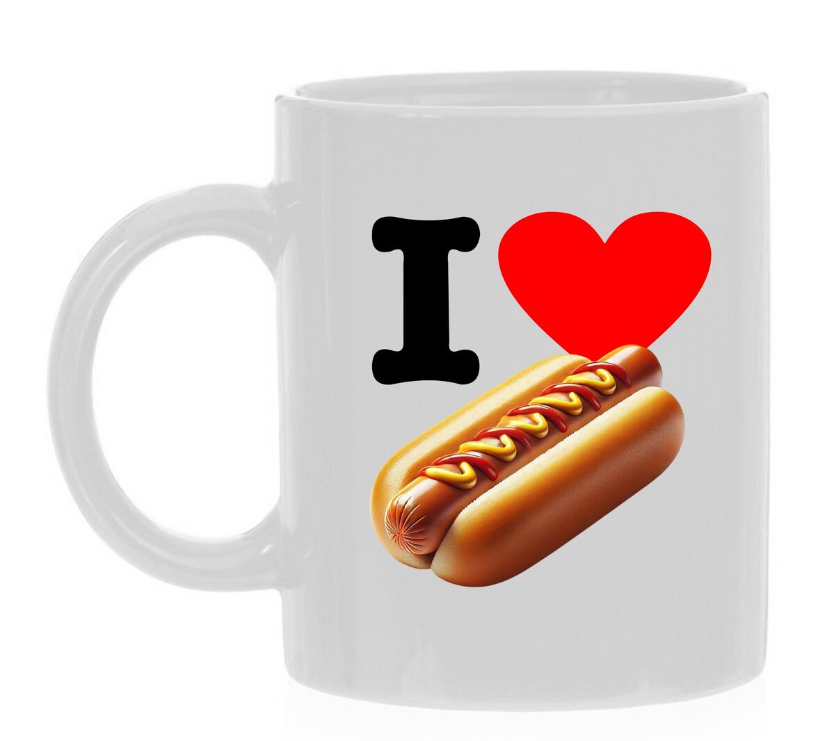 Mok i love hotdog koffiemok voor hotdog liefhebbers.