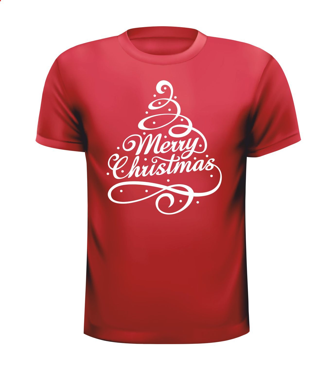 T-shirt  Merry Christmas in een prachtig design in de vorm van een kerstboom