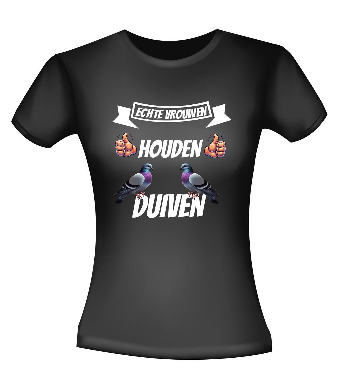 T-shirt echte vrouwen houden duiven kadootje