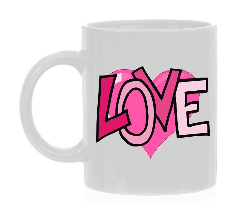 Valentijn koffie mok met een roze hart love