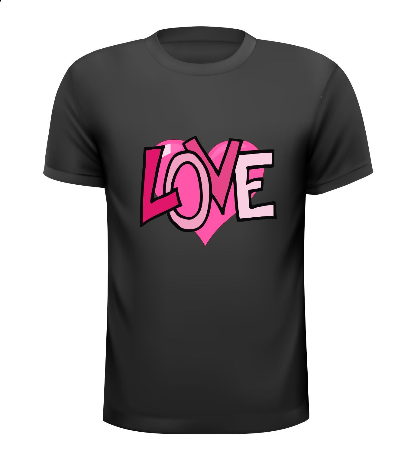 Valentijn T-shirt met de opdruk van een roze hart love