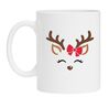 Witte kerst mok met een rendier vrouwtje cartoon opdruk