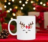 foto 2 Witte kerst mok met een rendier vrouwtje cartoon opdruk