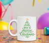 foto 4 Witte kerst mok we wish you a merry Christmas in de vorm van een kerstboom
