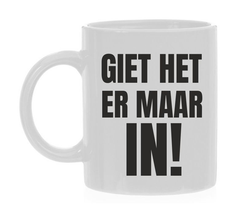 Witte koffie mok giet het er maar in! 