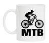 Witte koffie mok met opdruk van een mountainbike