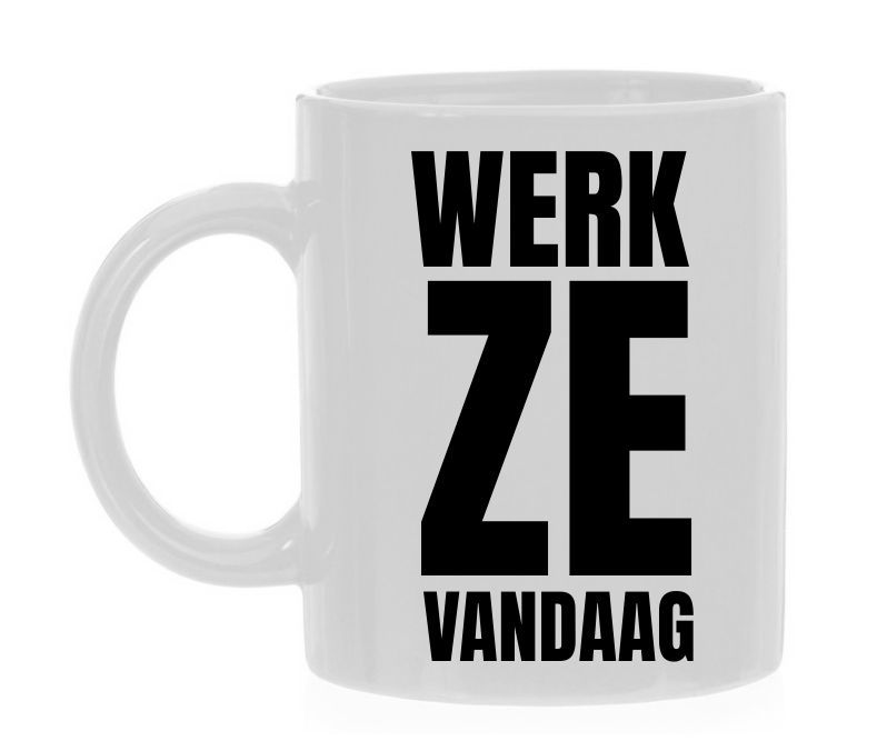 Witte koffie of thee mok werk ze vandaag