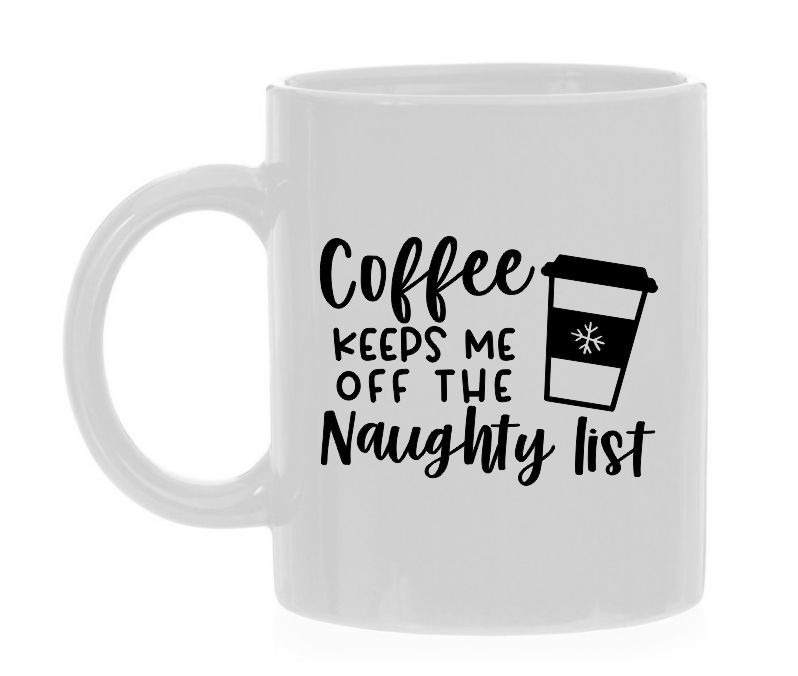 Witte koffiemok coffee keeps me off the naughty list