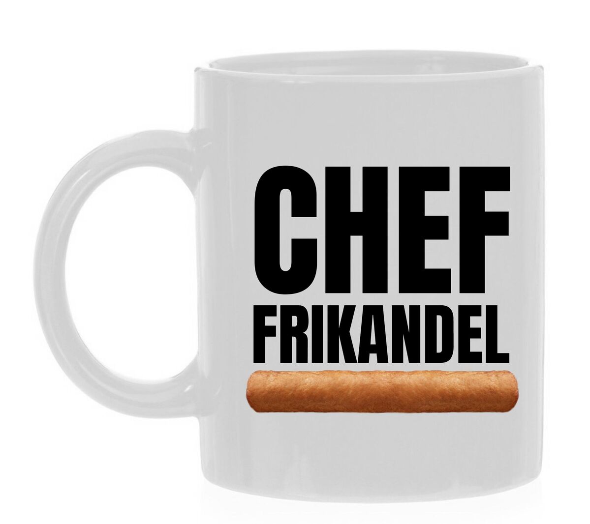 Witte mok Chef frikandel grappig kadootje voor frikandel liefhebbers