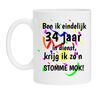 Beker 34 jaar in dienst leuk en orgineel voor collega of werknemer