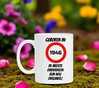 foto 2 Beker met opdruk geboren in het jaar  1946 grappig en orgineel