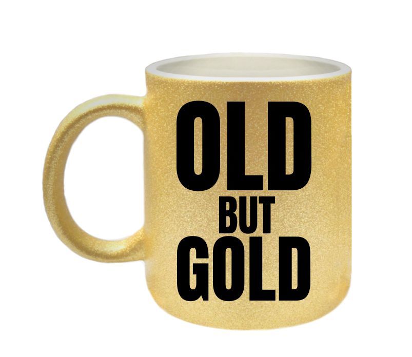 Mok old but gold pensioen gouden glitter mok