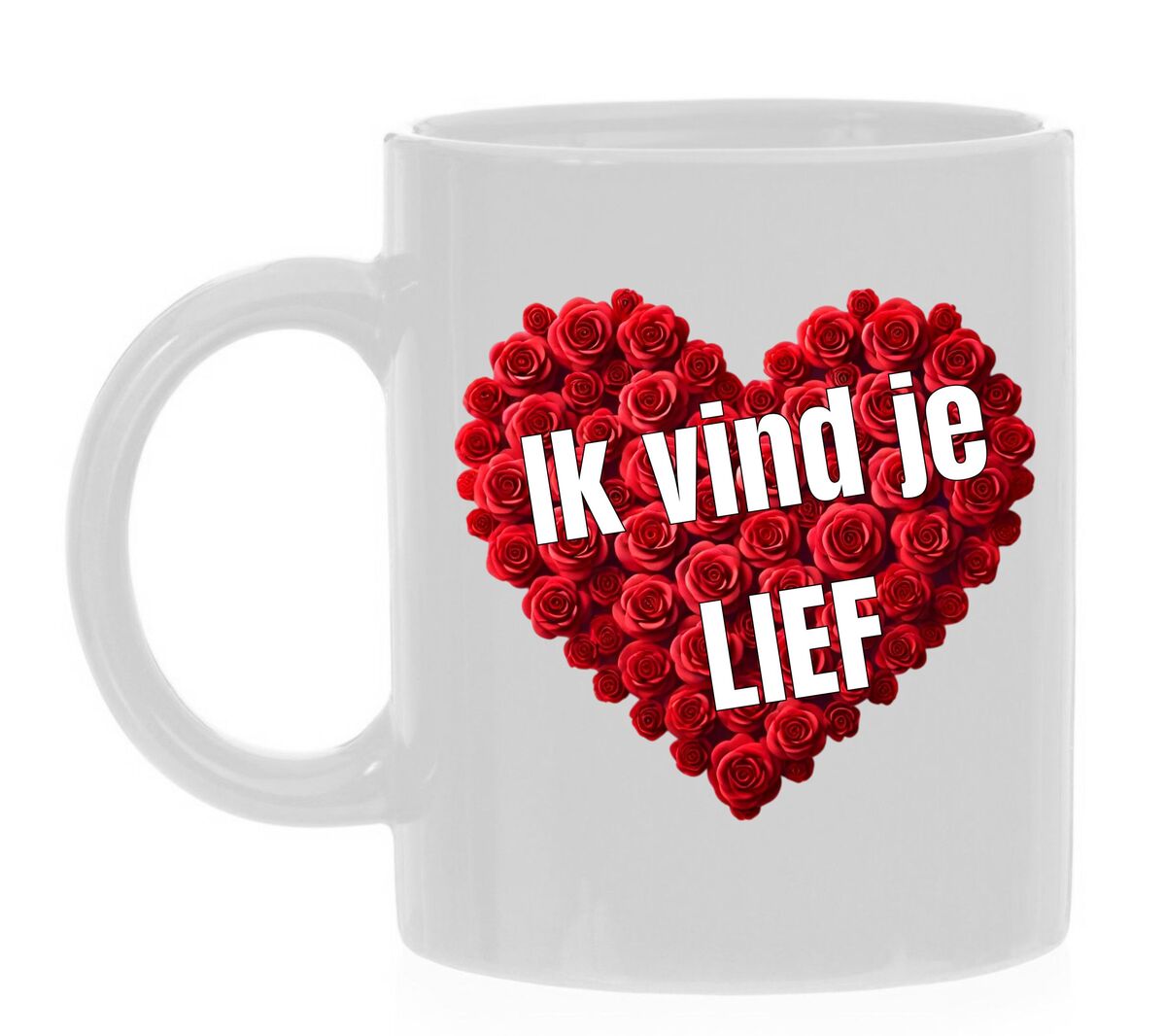 Mok rode rozen hart met tekst ik vind je lief