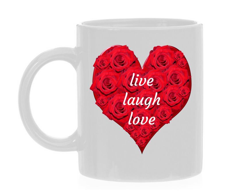 Mok voor Valentijn live laugh love
