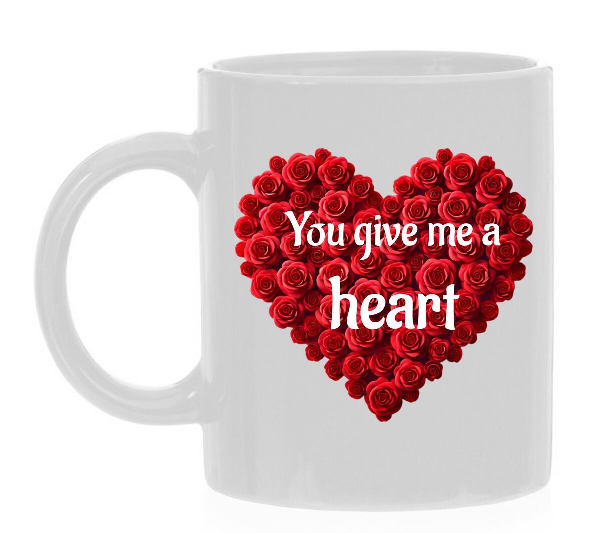Mok voor valentijnsdag you give me a heart