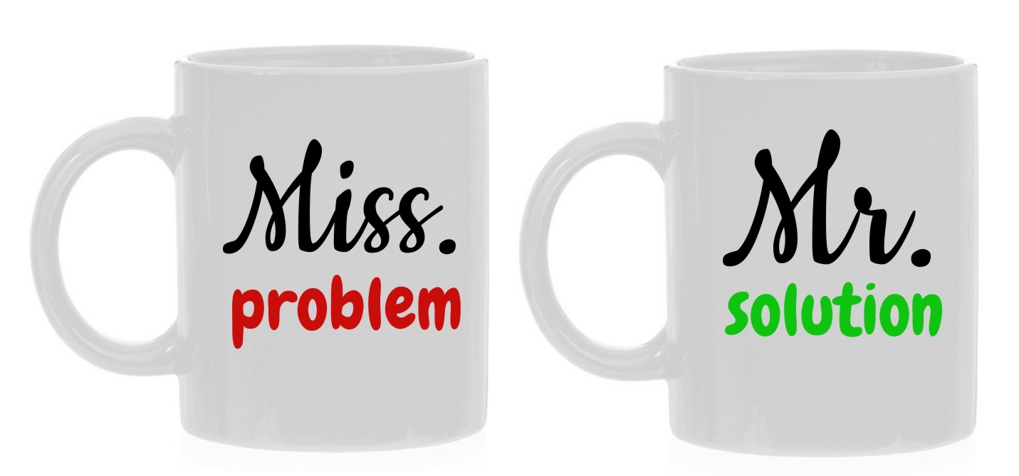 set mokken met humor huwelijk miss problem mr solution probleem oplossing koppel