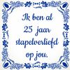 Tegeltje voor je Valentijn ik ben al 25 jaar stapelverliefd op jou! vijfentwintig dol op elkaar