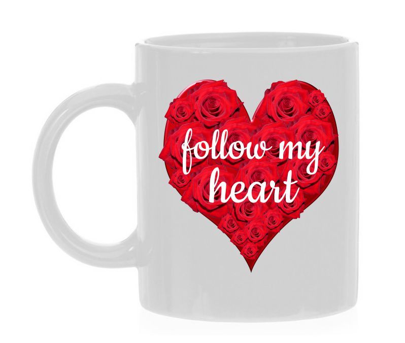 Valentijn koffie of thee mok follow my heart