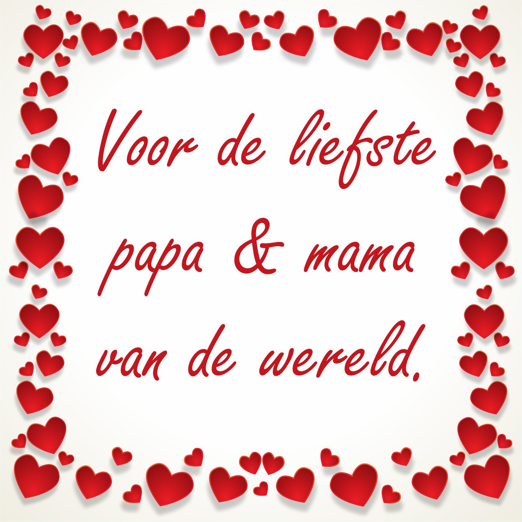 Valentijn tegeltje voor de liefste papa en mama van de wereld