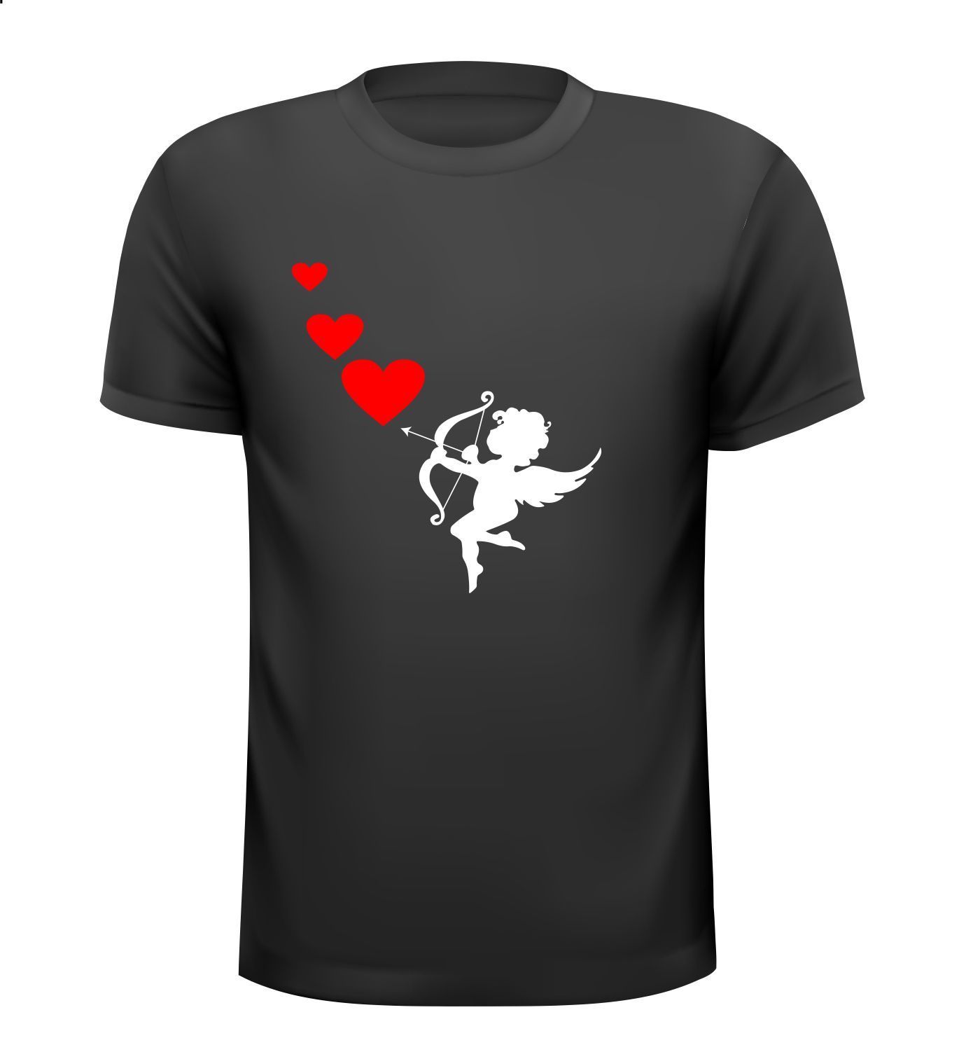 Valentijns T-shirt cupido met verliefde rode harten