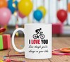 foto 3 Witte mok een lief Valentijnscadeau voor wielrenners leuk lief I love you  Even Though you're always on your bike