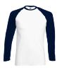 Baseball T-shirt Lange mouw wit met die blauwe mouwen