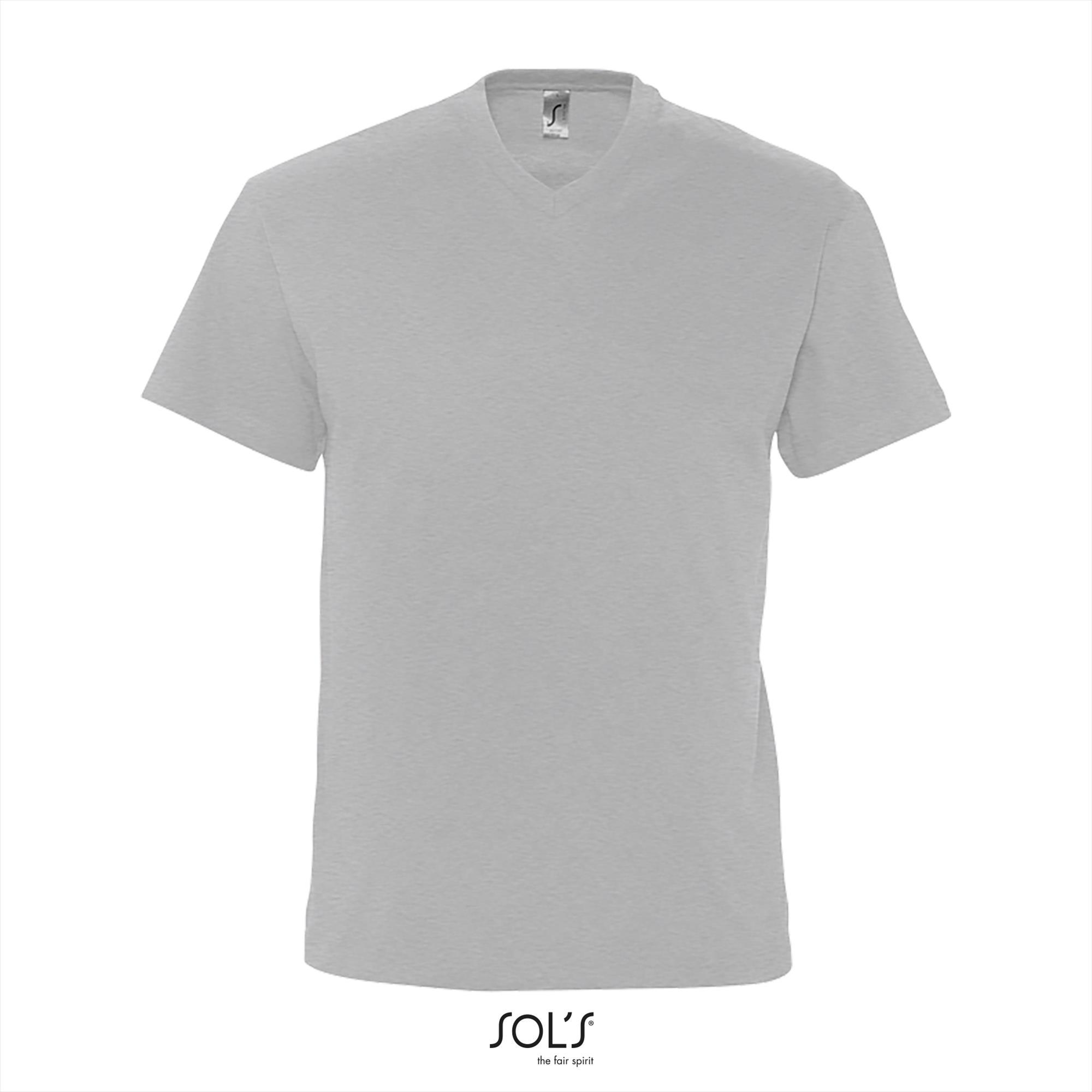 Heren T-shirt grijs melange met een V-neck Victory