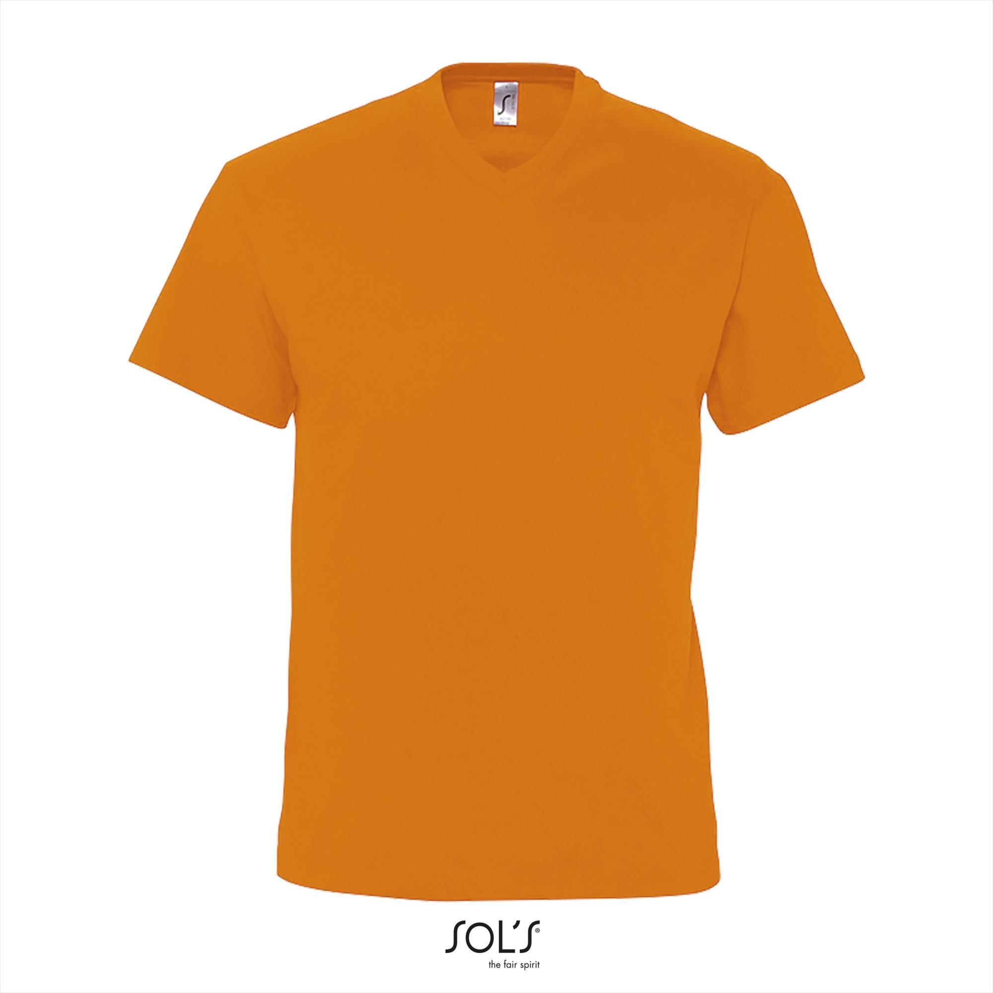 Heren T-shirt oranje met een V-neck Victory