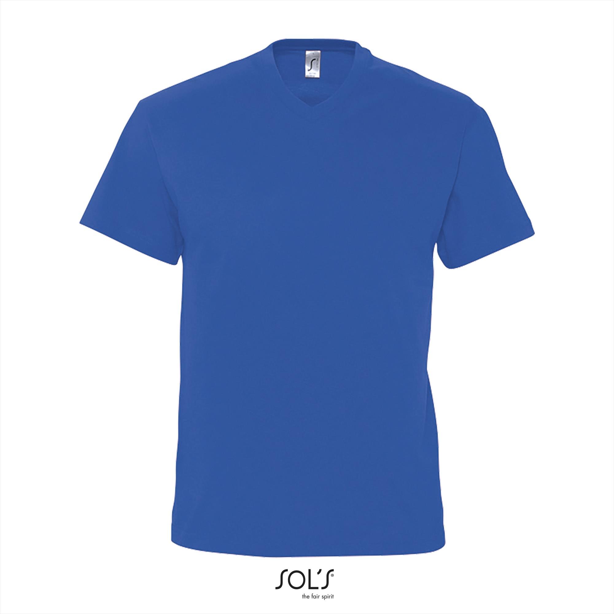 Heren T-shirt Royal blue met een V-neck Victory Royal blauw