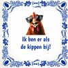 spreuken tegeltje ik ben er als de kippen bij! Kip die uit het tegeltje kruipt