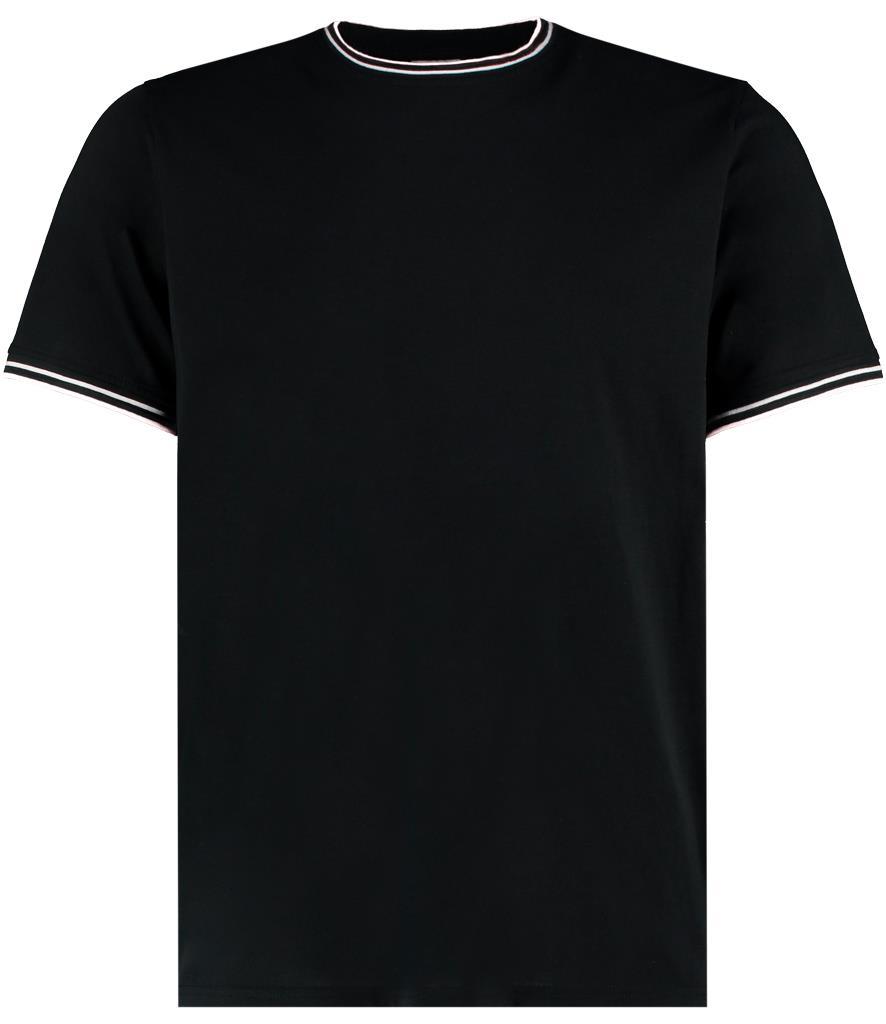 Zwart Heren T-shirt met modieuze pasvorm met grijze kraag