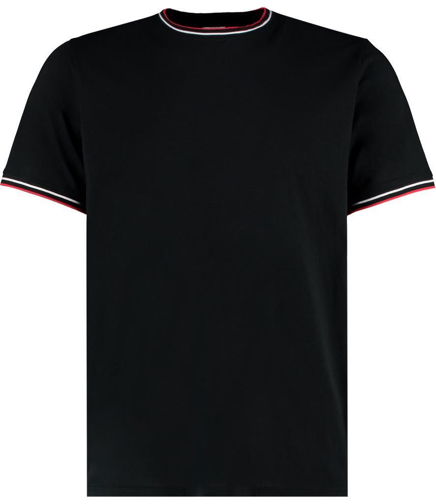 Zwarte Heren T-shirt met modieuze pasvorm met rode kraag