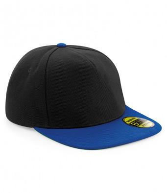 Originele platte Peak Snapback Cap Pet zwart met blauw