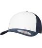 Retro gekleurde trucker pet donkerblauw met wit