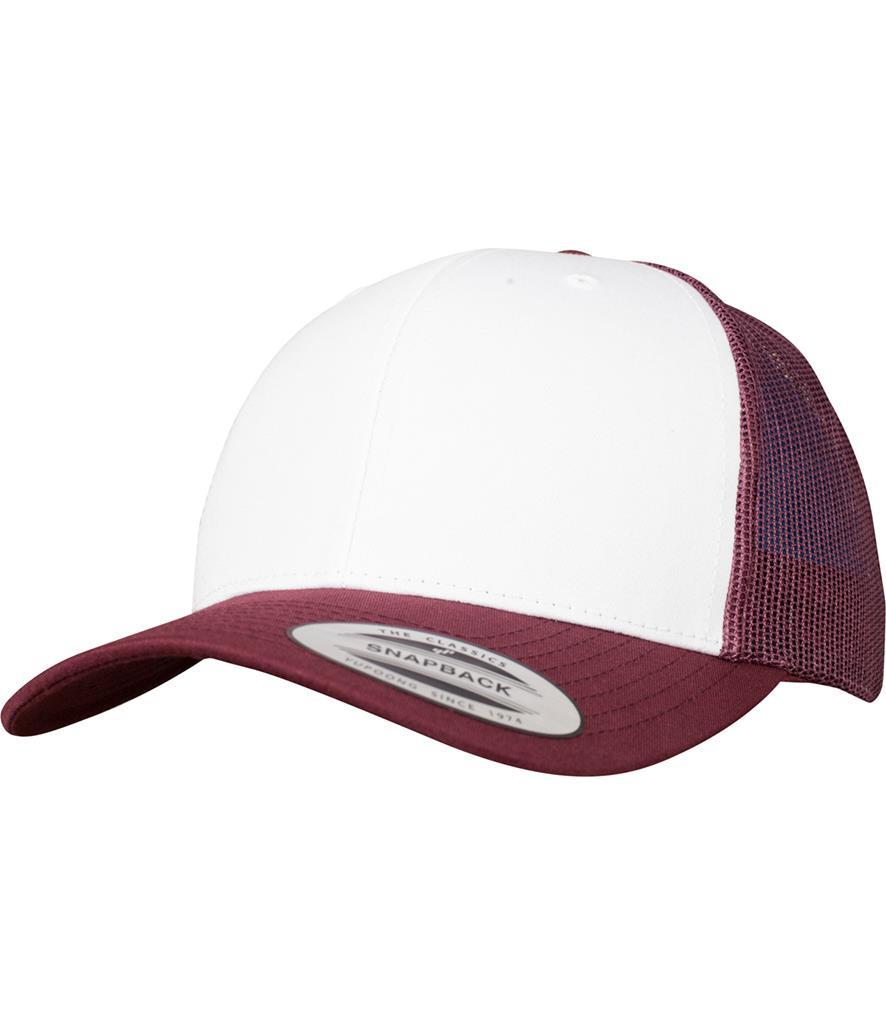 Retro gekleurde trucker pet maroon met wit