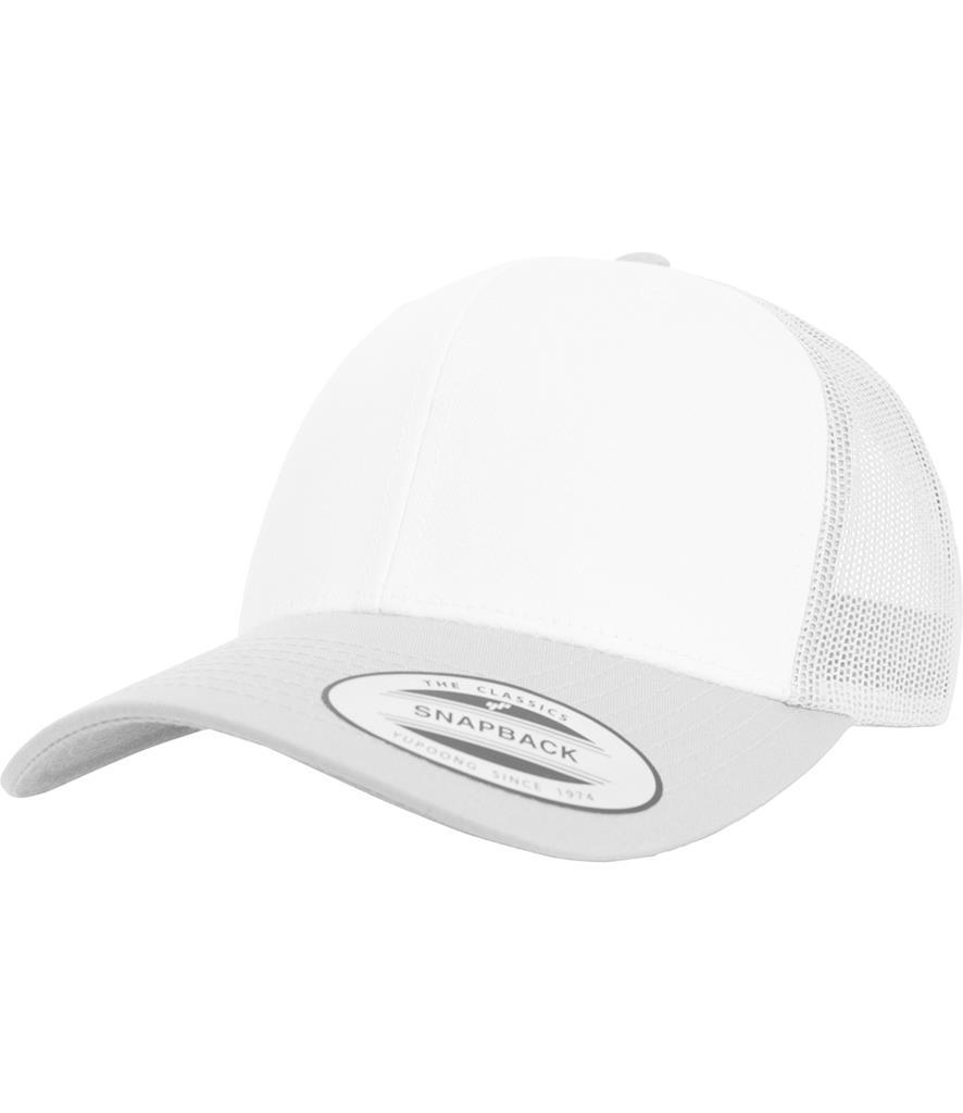 Retro gekleurde trucker pet zilver met wit