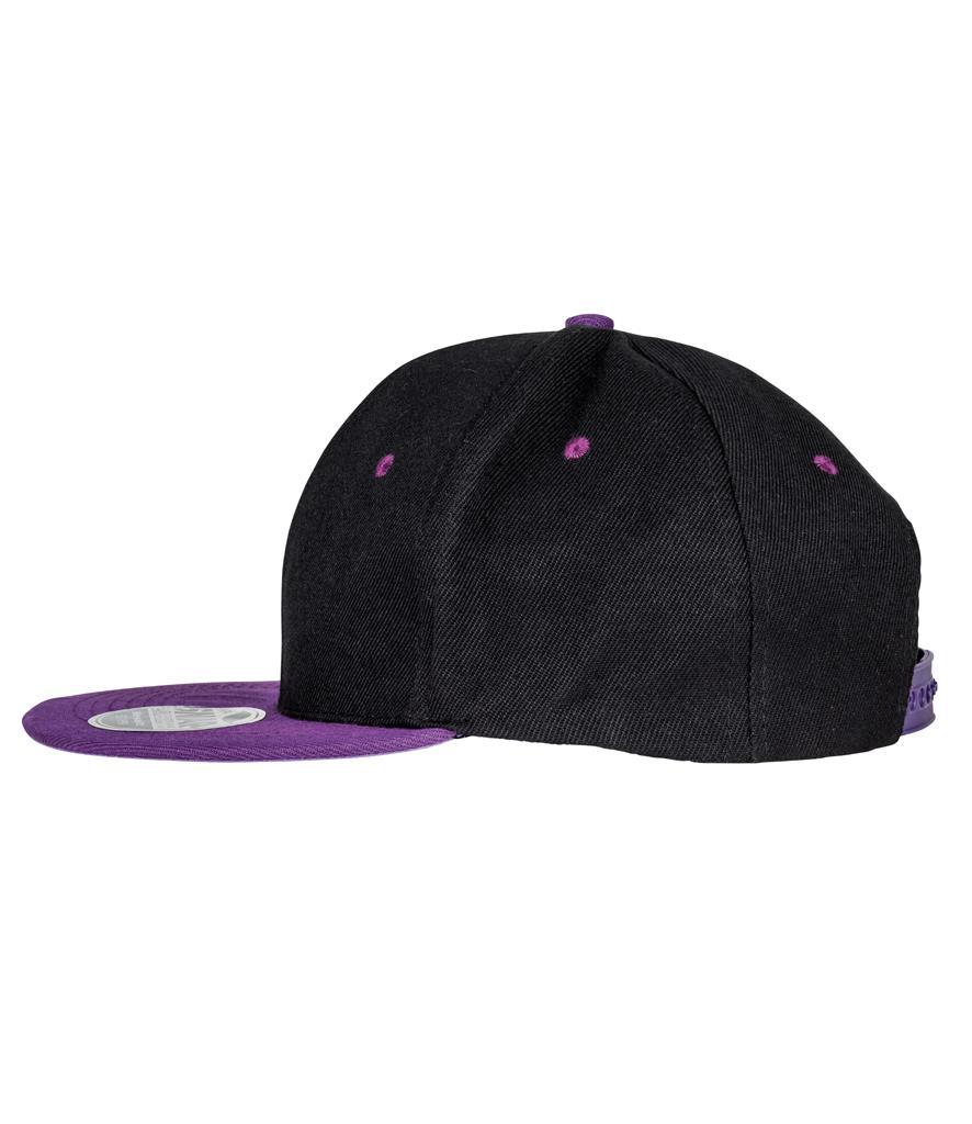 Zwarte Pet met de klep in de kleur paars Volwassen Bronx Snapback Cap