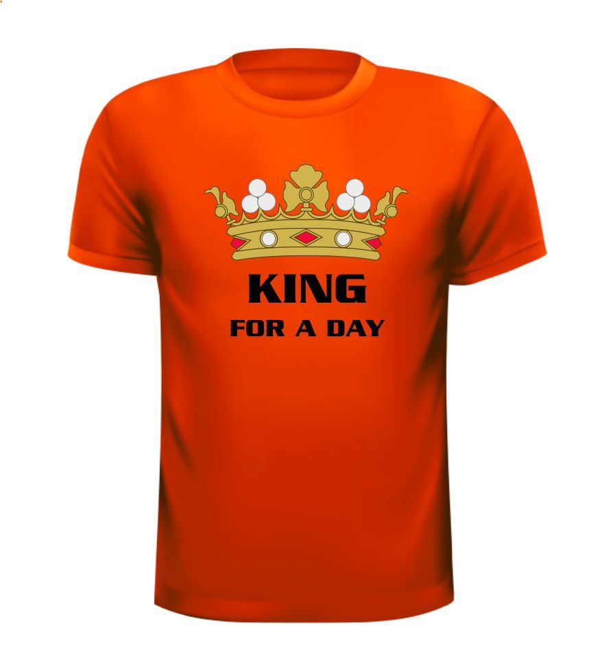 Oranje koningsdag T-shirt King for a day