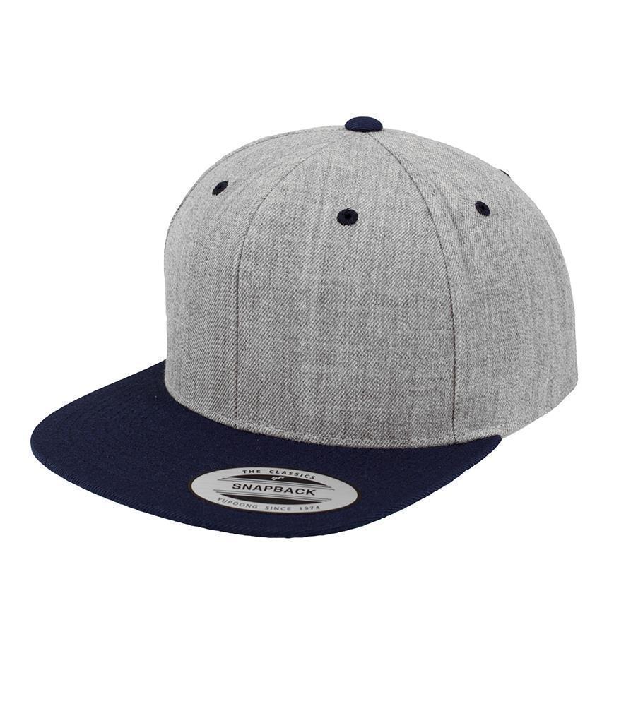 Tweekleurige klassieke snapback pet lichtgrijs met donkerblauw