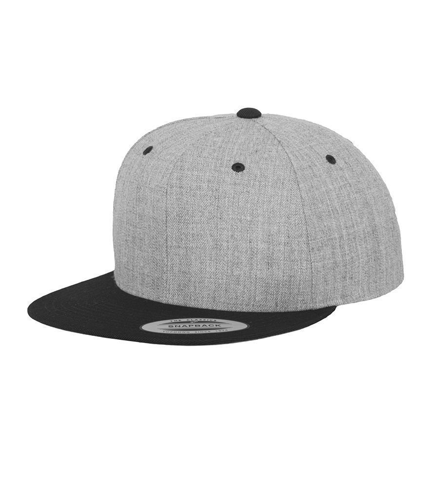 Tweekleurige klassieke snapback pet lichtgrijs met zwart