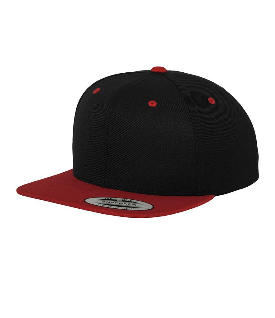 Tweekleurige klassieke snapback pet rood met zwart