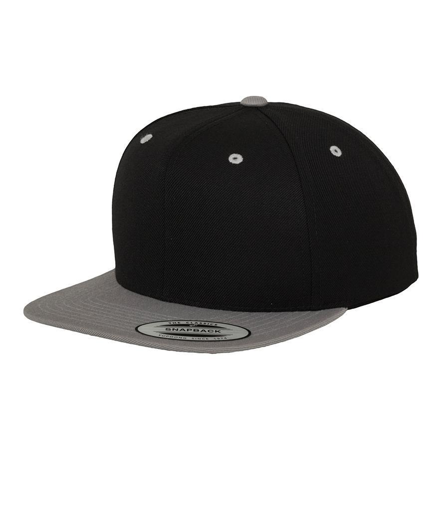 Tweekleurige klassieke snapback pet zwart met zilver