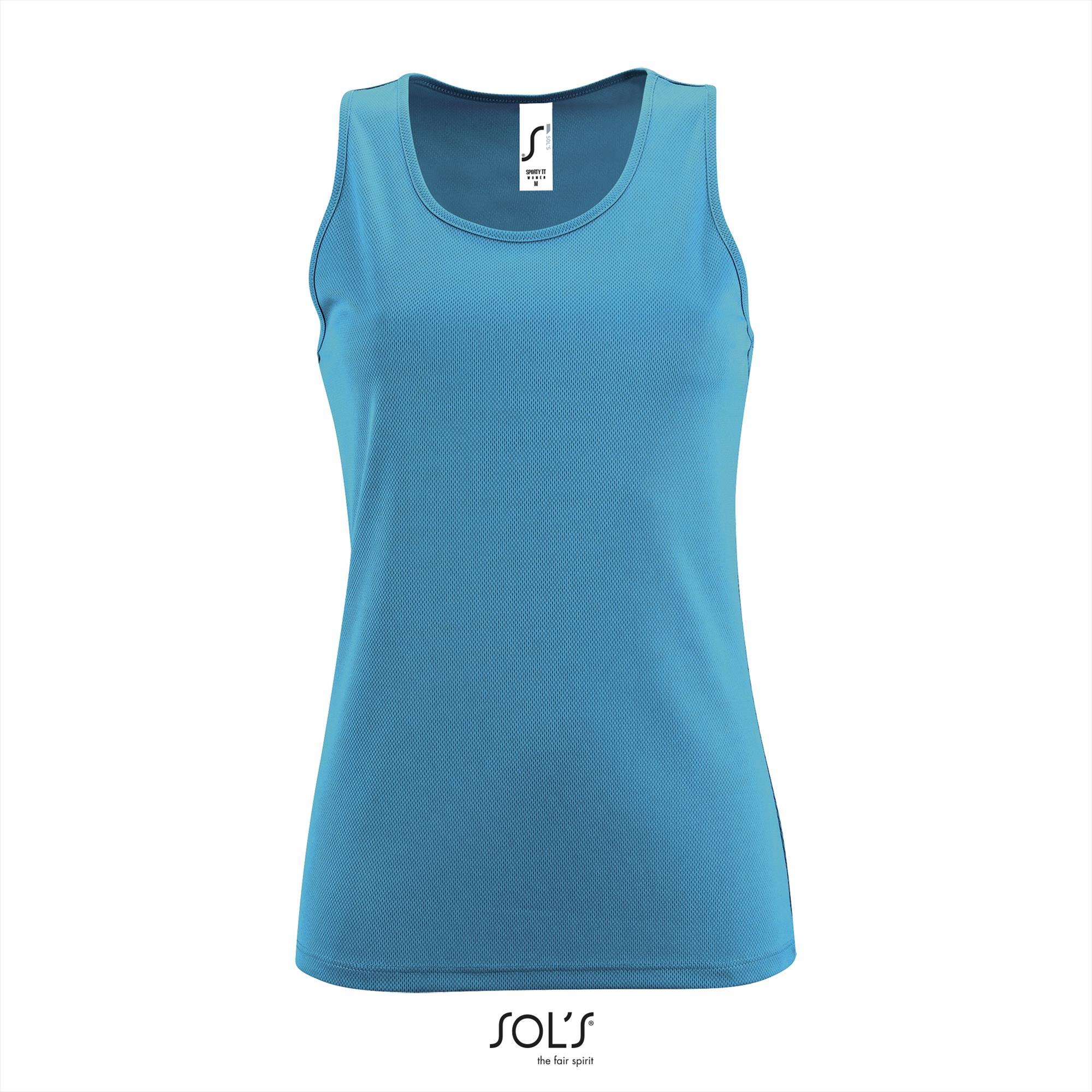 Aqua blauw dames tank top sport Polyester Sporttops