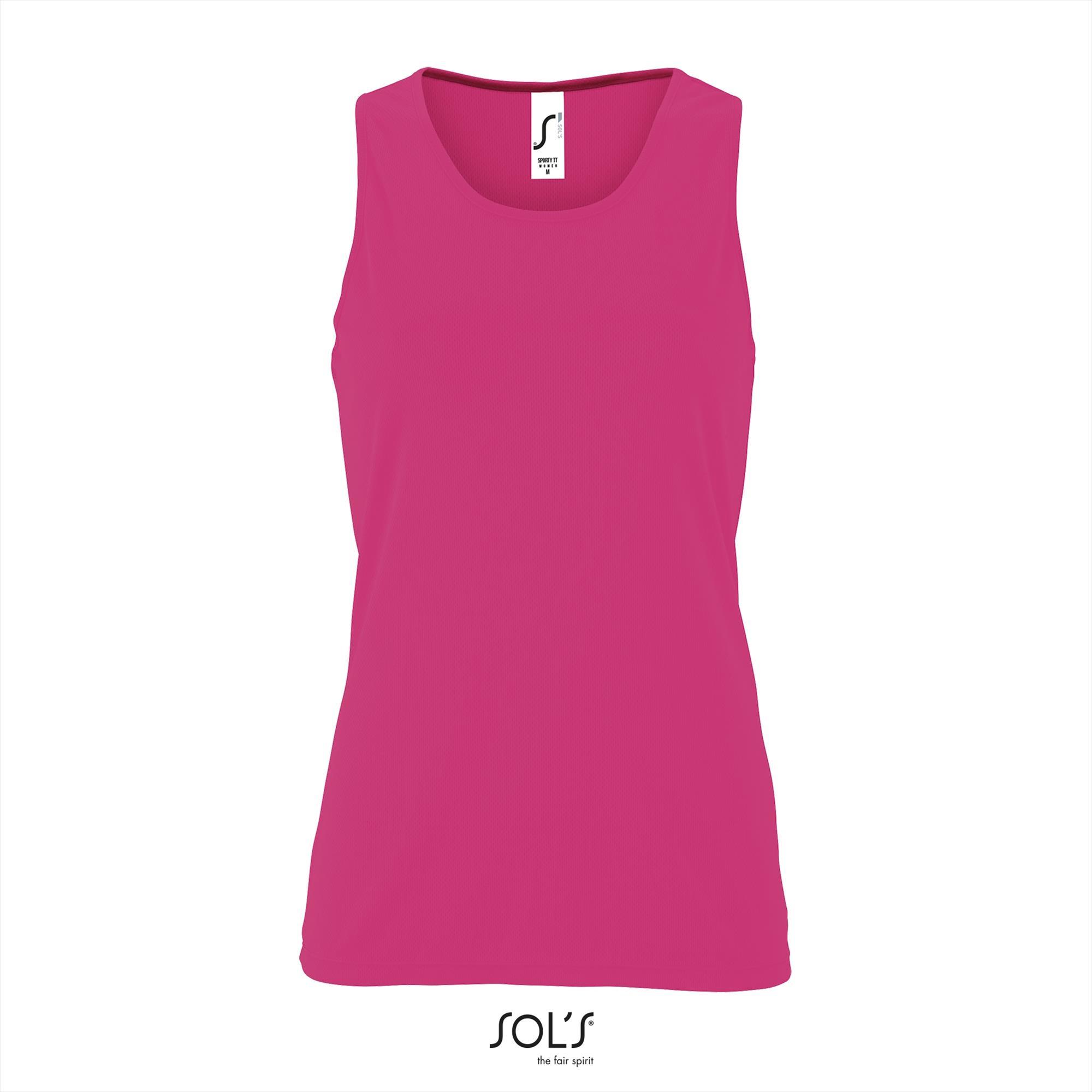 Dames tank top sport Polyester Sporttops Neon Roze pink