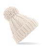 Gebreide gemeleerde winter muts met pompon Pomponmuts wit
