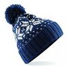 Heerlijke warme winter muts apre skie foute gebreide muts blauw met fout witte winter print