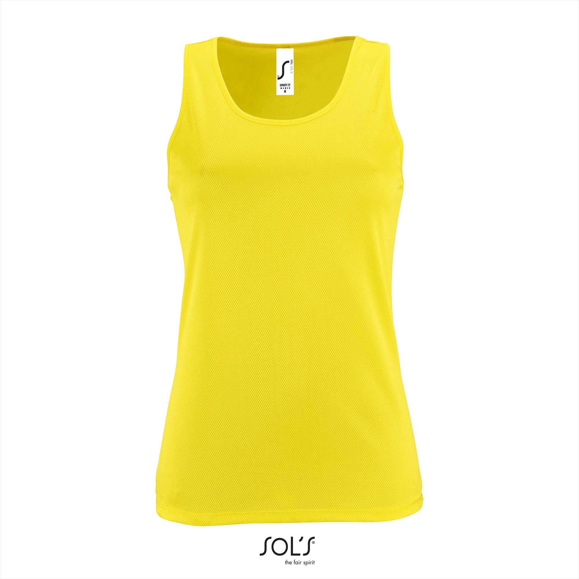 Neon gele dames tank top sport Polyester Sporttops