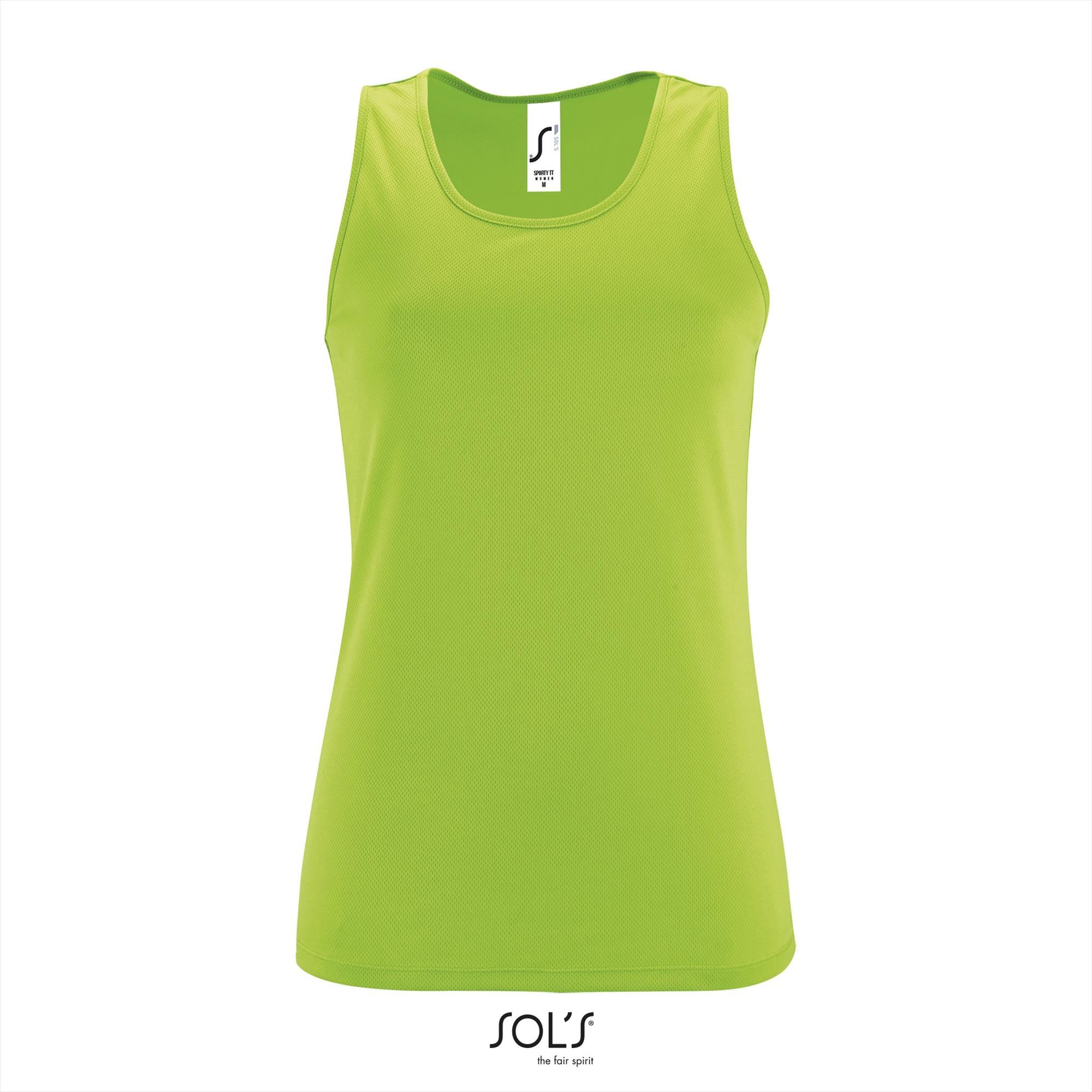 Neon groene dames tank top sport Polyester Sporttops