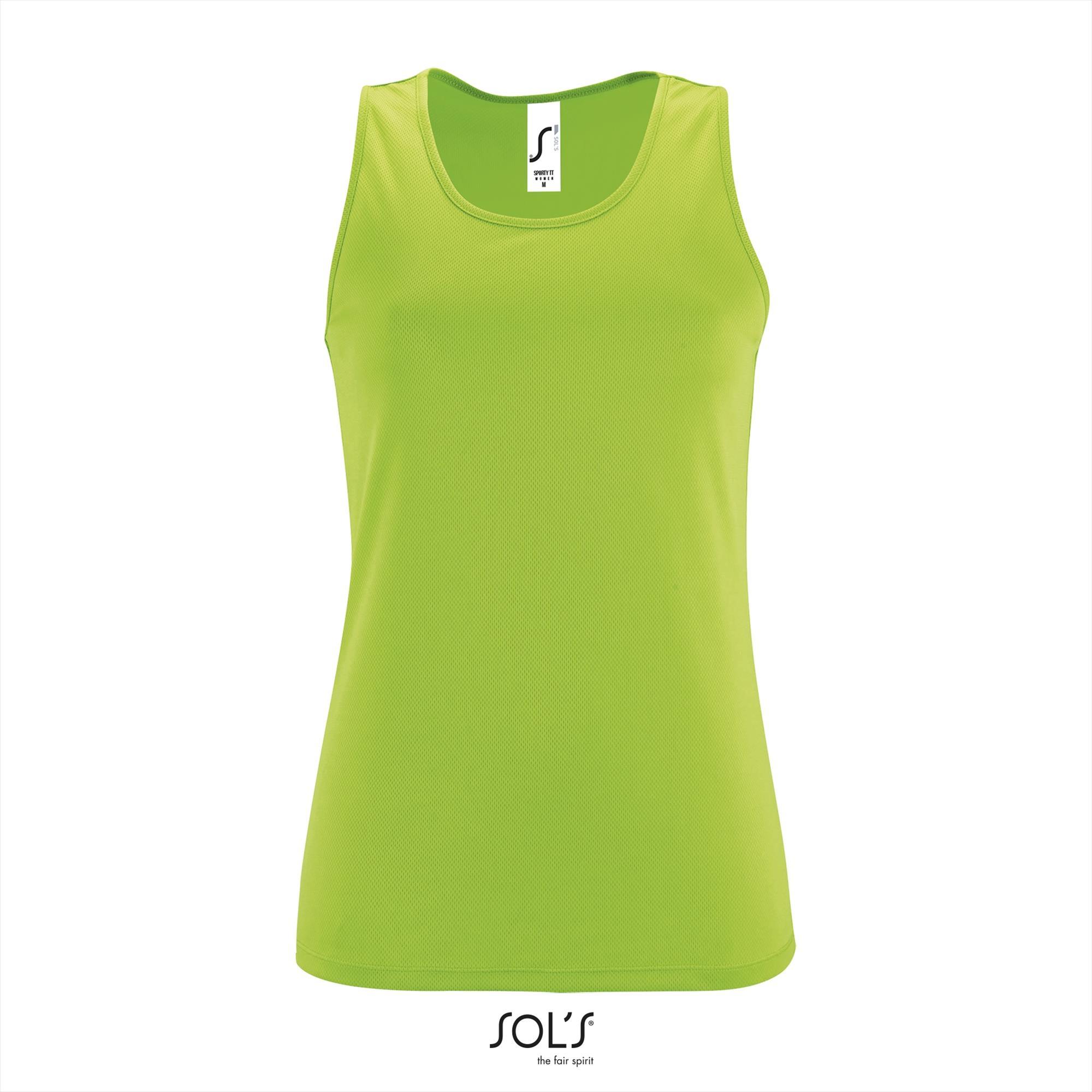 Neon groene dames tank top sport Polyester Sporttops