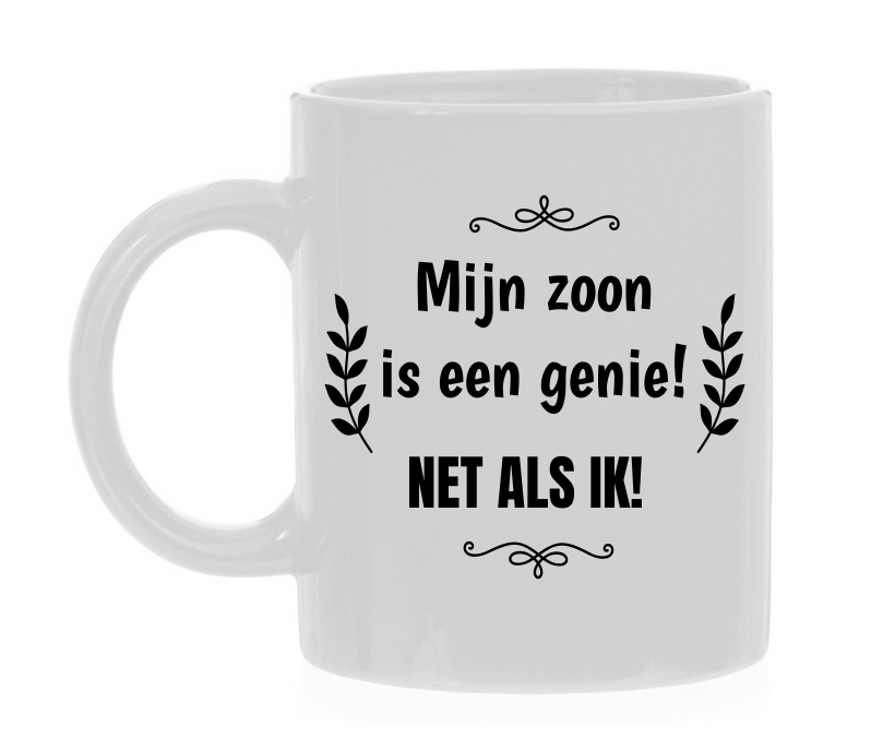 Mok mijn zoon  is een genie! net als ik Moederdag grappig cadeau voor je moeder